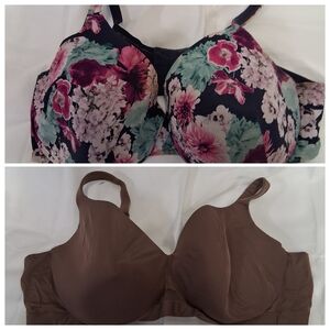 Womens Plus Size Lane Bryant Cacique Floral Multicolor and Brown Bra Set 54DD
